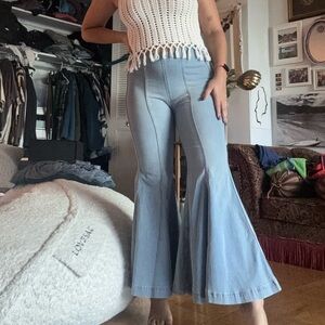 Free people Light Blue Denim flare pants